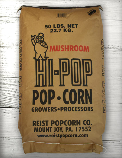 Yellow Mushroom Hi Pop Popping Corn 50lb Bag Reist Popcorn Co Yellow Mushroom Hi Pop Popping Corn 50lb Bag